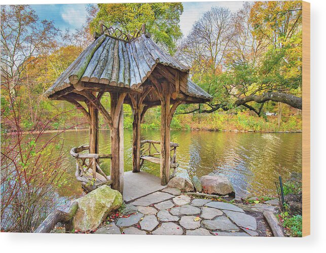 Estock Wood Print featuring the digital art Wagner Cove In Central Park, Nyc by Claudia Uripos