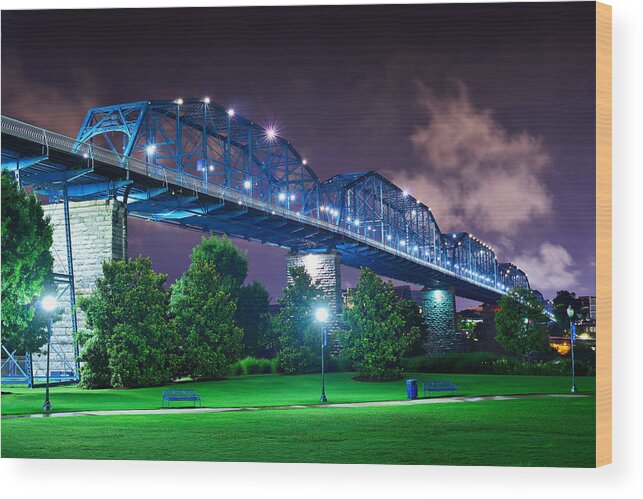 Cityscape Wood Print featuring the photograph Walnut Street Bridge Over Coolidge Park by Sean Pavone
