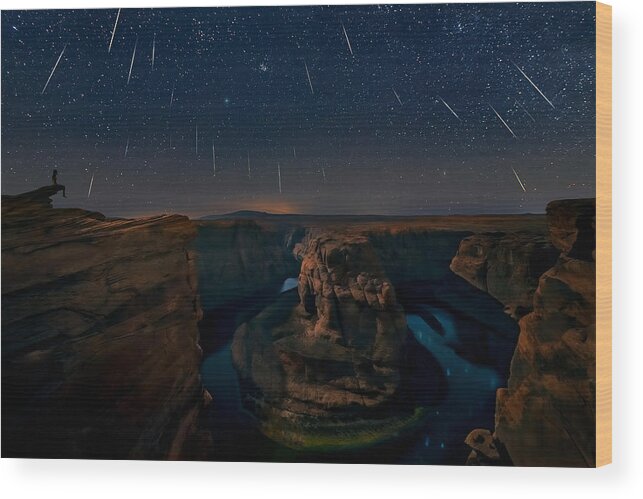 Geminid Wood Print featuring the photograph Watching The Comet And The Meteor Shower by Hua Zhu