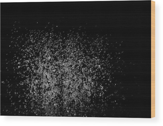 Black Color Wood Print featuring the photograph Water Drops On Black Background by Stock colors