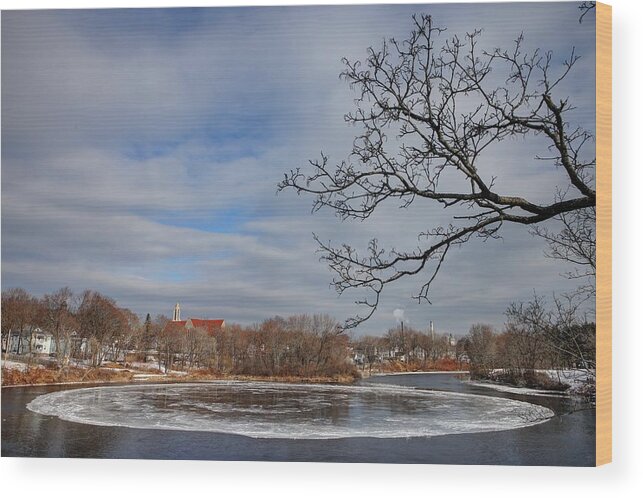 Ice Wood Print featuring the photograph Westbrook Ice Wheel by John Meader