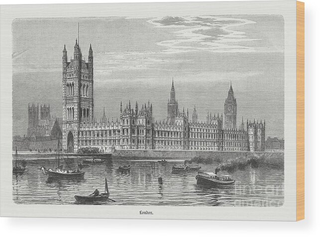 Gothic Style Wood Print featuring the digital art Westminster Palace In London, England by Zu 09
