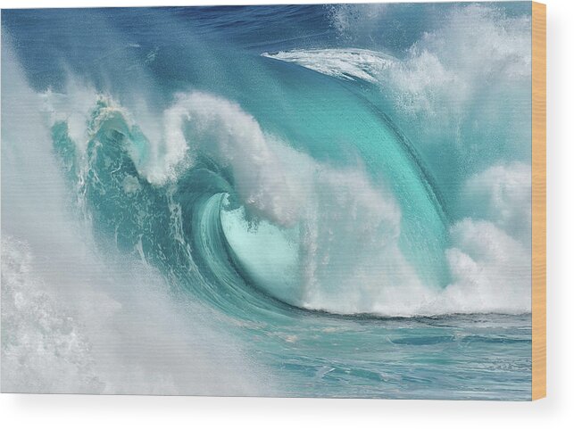 Nature Wood Print featuring the photograph When The Ocean Turns Into Blue Fire by Daniel Montero