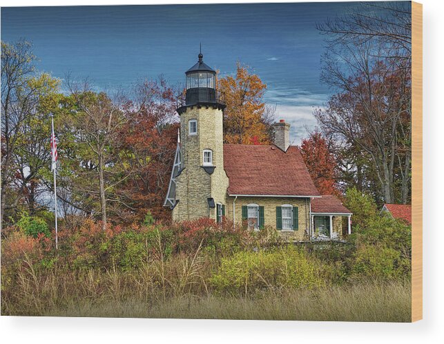 Art Wood Print featuring the photograph White River Light in Autumn by Whitehall Michigan by Randall Nyhof