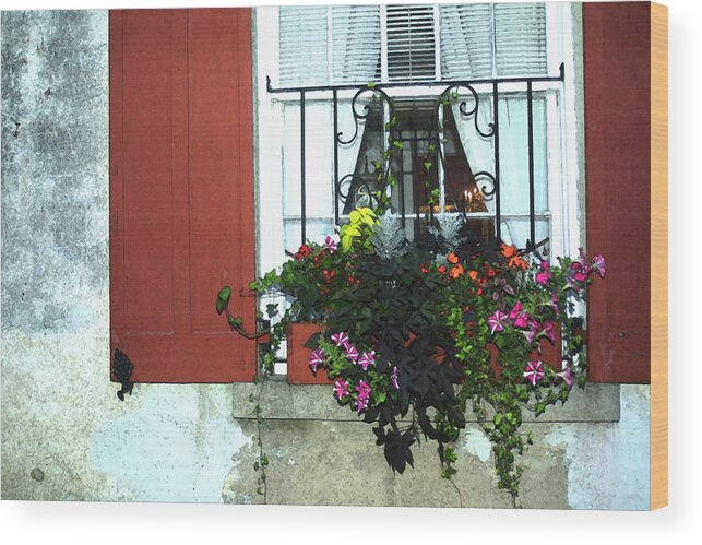 Flowers Wood Print featuring the photograph Window Art by Jean Wolfrum