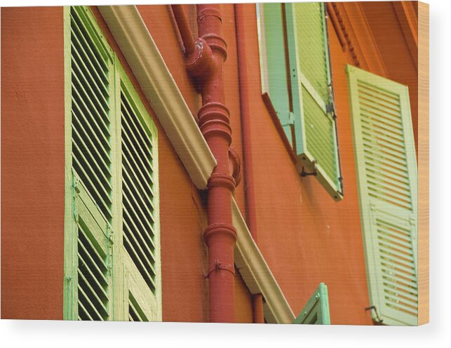 Orange Color Wood Print featuring the photograph Window Shutters, Monte Carlo, Monaco by Donovan Reese