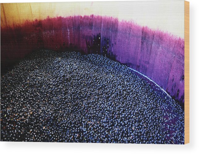 Working Wood Print featuring the photograph Wine Grapes Ready For Pressing In by Rapideye