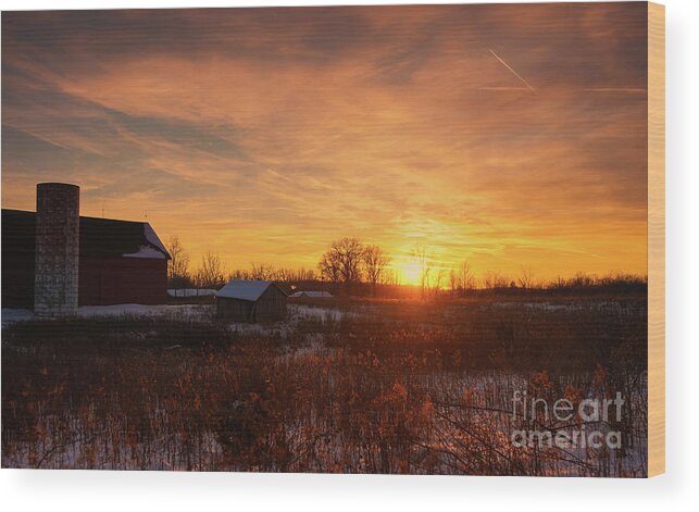 Winter Sunset Blessings Wood Print featuring the photograph Winter Sunset Blessings by Rachel Cohen