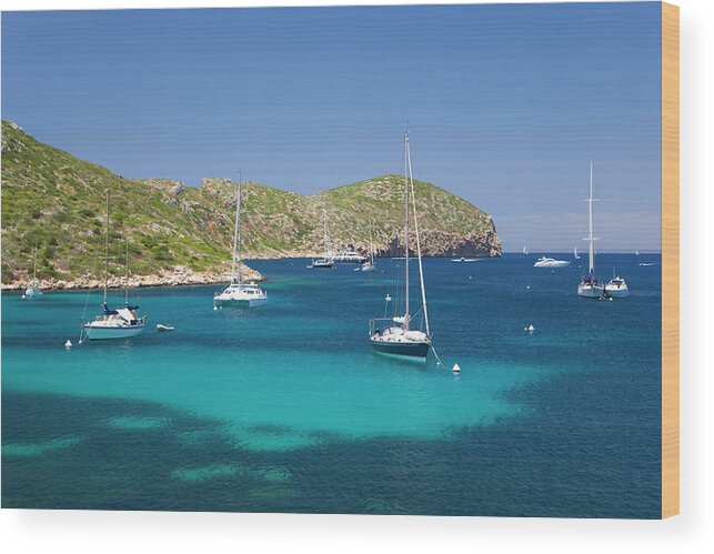 Outdoors Wood Print featuring the photograph Yachts At Anchor In Cabreras Sheltered by David C Tomlinson