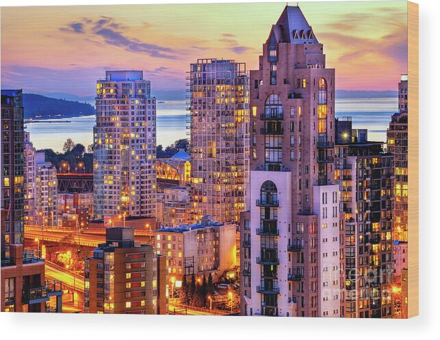 Love Wood Print featuring the photograph 0361 Romantic Yaletown and English Bay Vancouver British Columbia Canada The Pacific North West by Amyn Nasser