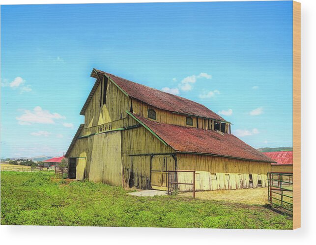 Yellow Barn Nipomo California Wood Print featuring the photograph Yellow Barn Nipomo California II by Floyd Snyder