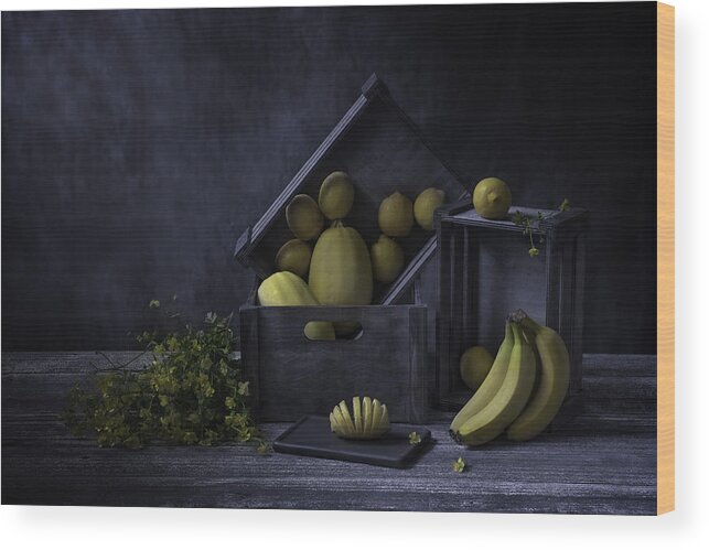 Banana Wood Print featuring the photograph Yellow Fruits by Binbin Lu