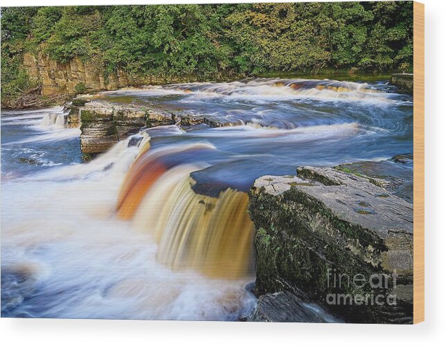 River Cascade Wood Print featuring the photograph Yorkshire Waterfall by Martyn Arnold