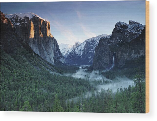 Tranquility Wood Print featuring the photograph Yosemite Valley In Morning by Piriya Photography