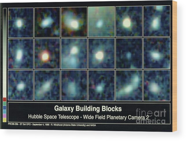 Hubble Deep Field Wood Print featuring the photograph Young Galaxies Taken From The Hubble Deep Field by Nasa/esa/stsci/r.windhorst & S.pascarelle, Asu/science Photo Library