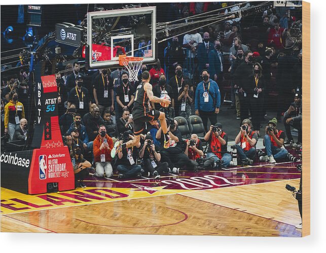 Obi Toppin Wood Print featuring the photograph 2022 NBA All-Star - AT&T Slam Dunk by Evan Yu