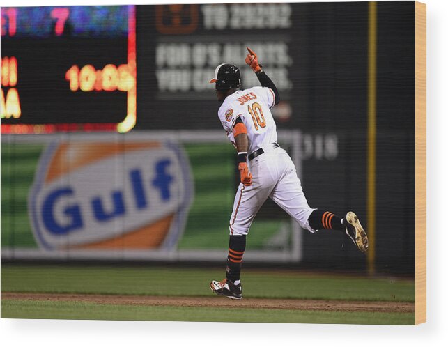 American League Baseball Wood Print featuring the photograph Adam Jones #1 by Patrick McDermott