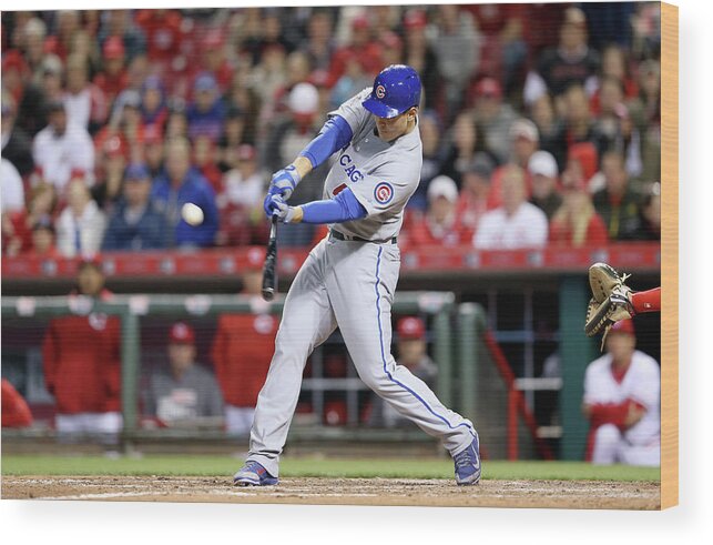 Great American Ball Park Wood Print featuring the photograph Anthony Rizzo #1 by Andy Lyons