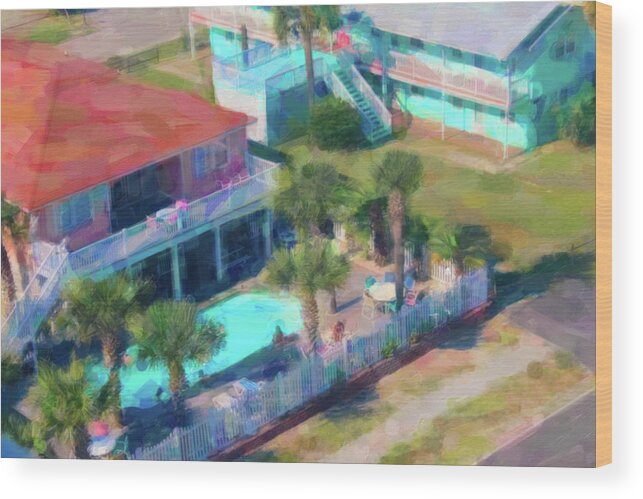 Beach Wood Print featuring the painting Beach house #1 by Darrell Foster