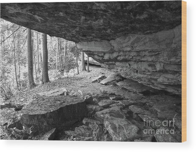 Tennessee Wood Print featuring the photograph Black And White Cave by Phil Perkins