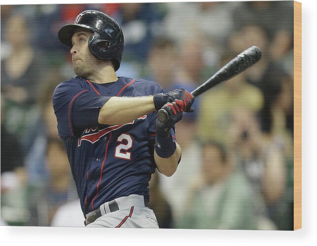 Three Quarter Length Wood Print featuring the photograph Brian Dozier #1 by Mike Mcginnis