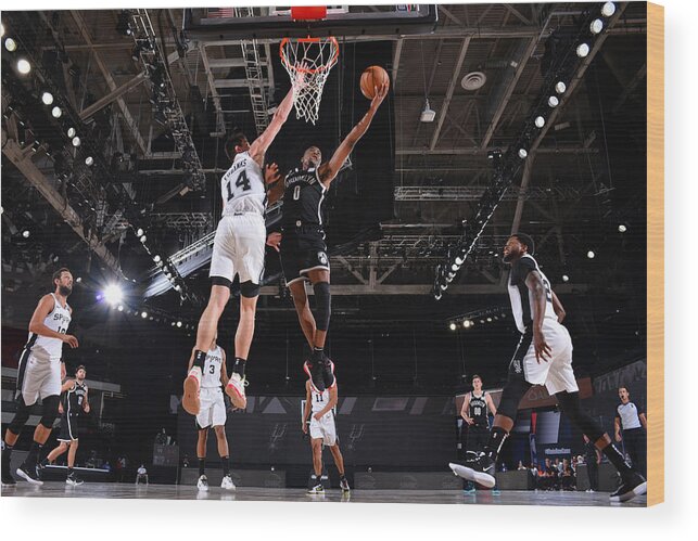 Nba Pro Basketball Wood Print featuring the photograph Brooklyn Nets v San Antonio Spurs by Jesse D. Garrabrant