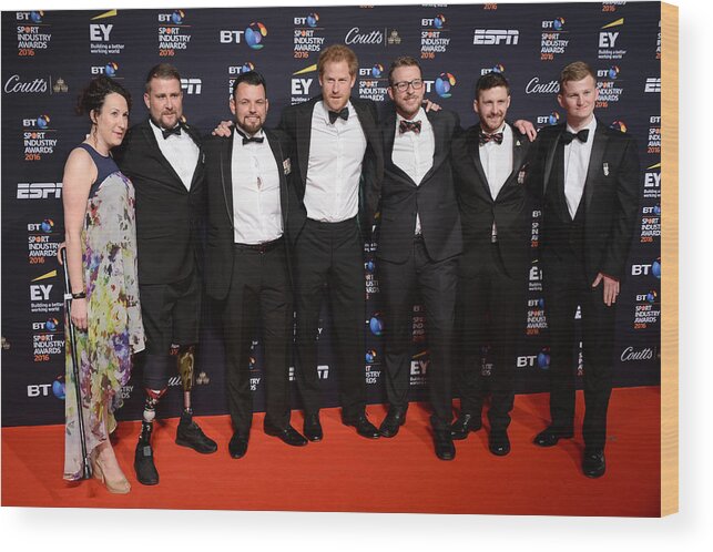 People Wood Print featuring the photograph BT Sport Industry Awards 2016 #1 by Anthony Harvey