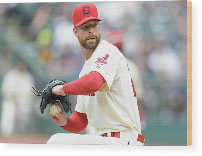 American League Baseball Wood Print featuring the photograph Corey Kluber by Jason Miller