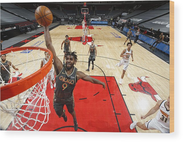 Nba Pro Basketball Wood Print featuring the photograph Denver Nuggets Vs. Chicago Bulls by Jeff Haynes