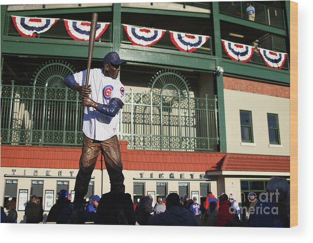 Playoffs Wood Print featuring the photograph Ernie Banks by Alex Trautwig