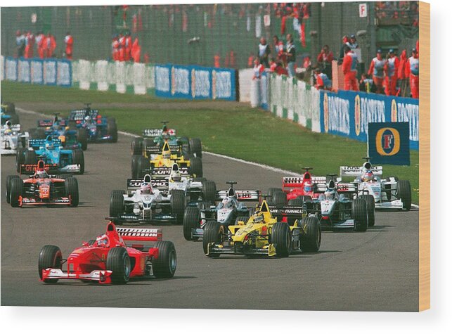 Motion Wood Print featuring the photograph FORMEL 1: GP von ENGLAND 2000 #1 by Andreas Rentz