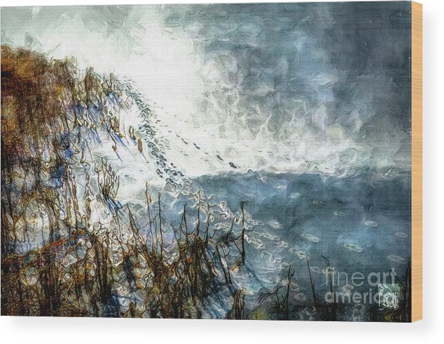 Colorado Lake Wood Print featuring the digital art Frozen Footprints #1 by Deb Nakano