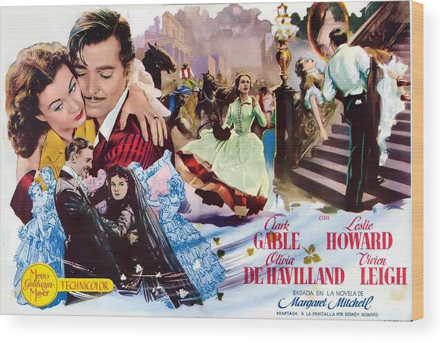 Gone Wood Print featuring the mixed media ''Gone With the Wind'', 1939 - b by Movie World Posters