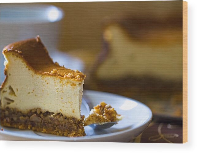 Dublin Wood Print featuring the photograph Homemade dessert Cheesecake with walnuts #1 by Mikroman6