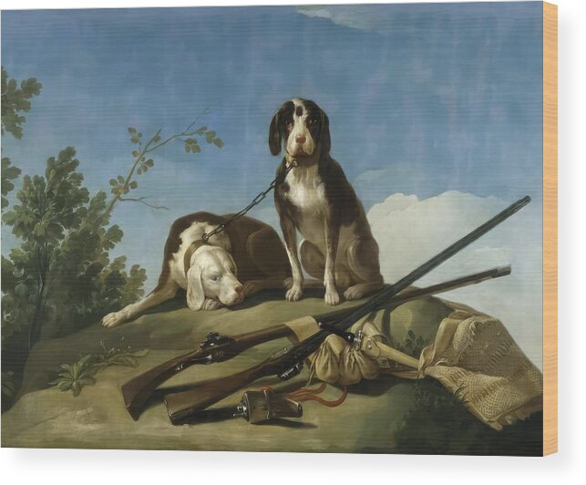 Francisco Wood Print featuring the painting Hunting Dogs by Francisco de Goya by Mango Art