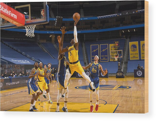 San Francisco Wood Print featuring the photograph Indiana Pacers v Golden State Warriors by Noah Graham