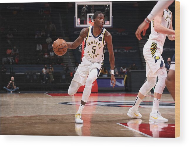 Edmond Sumner Wood Print featuring the photograph Indiana Pacers v Washington Wizards #1 by Stephen Gosling