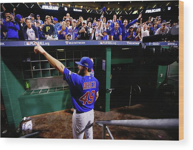 Playoffs Wood Print featuring the photograph Jake Arrieta #1 by Jared Wickerham