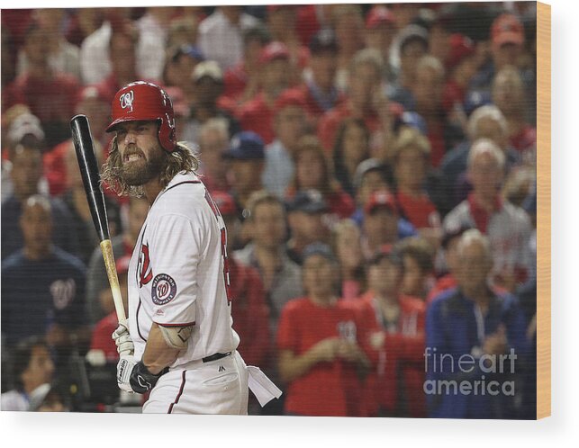 Three Quarter Length Wood Print featuring the photograph Jayson Werth by Patrick Smith