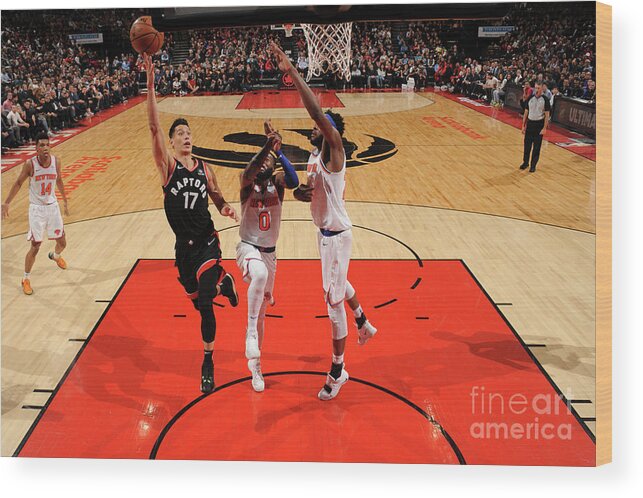Jeremy Lin Wood Print featuring the photograph Jeremy Lin #1 by Ron Turenne
