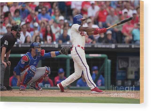 Citizens Bank Park Wood Print featuring the photograph Jimmy Rollins by Mitchell Leff