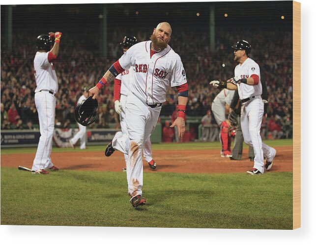 Playoffs Wood Print featuring the photograph Jonny Gomes and Shane Victorino by Jamie Squire