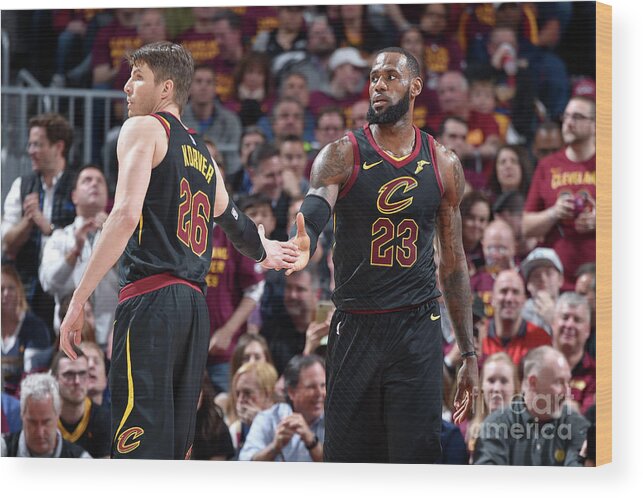 Playoffs Wood Print featuring the photograph Kevin Love and Lebron James by David Liam Kyle