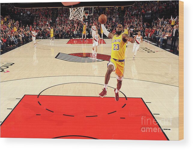 Nba Pro Basketball Wood Print featuring the photograph Lebron James by Cameron Browne