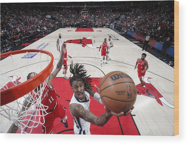 Ja Morant Wood Print featuring the photograph Memphis Grizzlies v Chicago Bulls #1 by Jeff Haynes