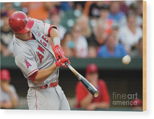 Three Quarter Length Wood Print featuring the photograph Mike Trout #1 by Patrick Mcdermott