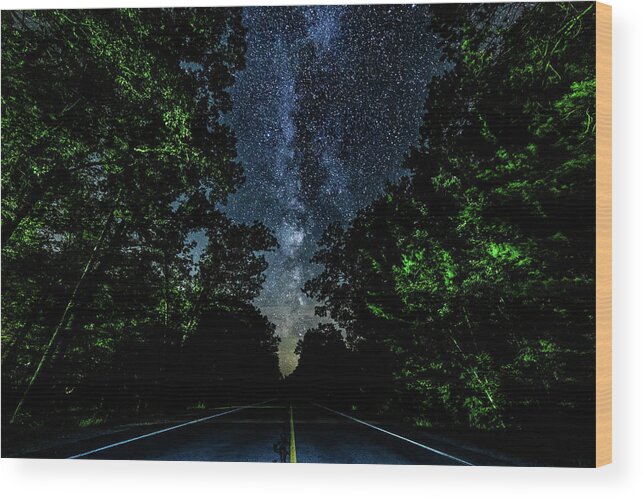 Milky Way Wood Print featuring the photograph Milky Way Higgins Lake by Joe Holley
