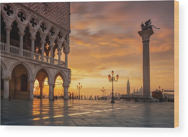 Venice / Italy Wood Print featuring the photograph Morning in Venice #1 by Piotr Skrzypiec