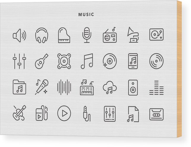 Internet Wood Print featuring the drawing Music Icons #1 by TongSur