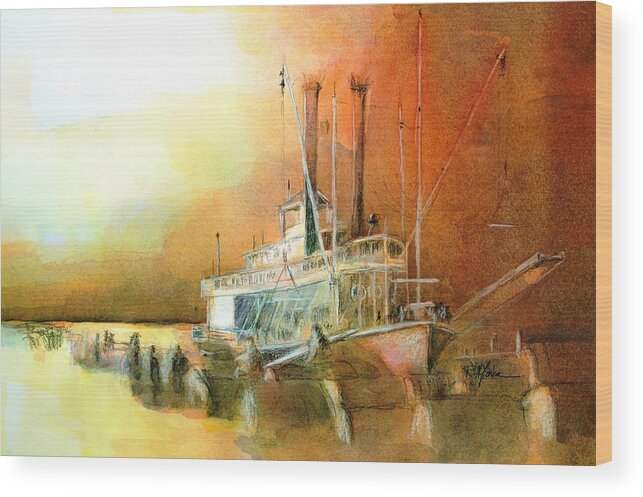 Steamboat Wood Print featuring the painting Natchez #2 by Robert Yonke